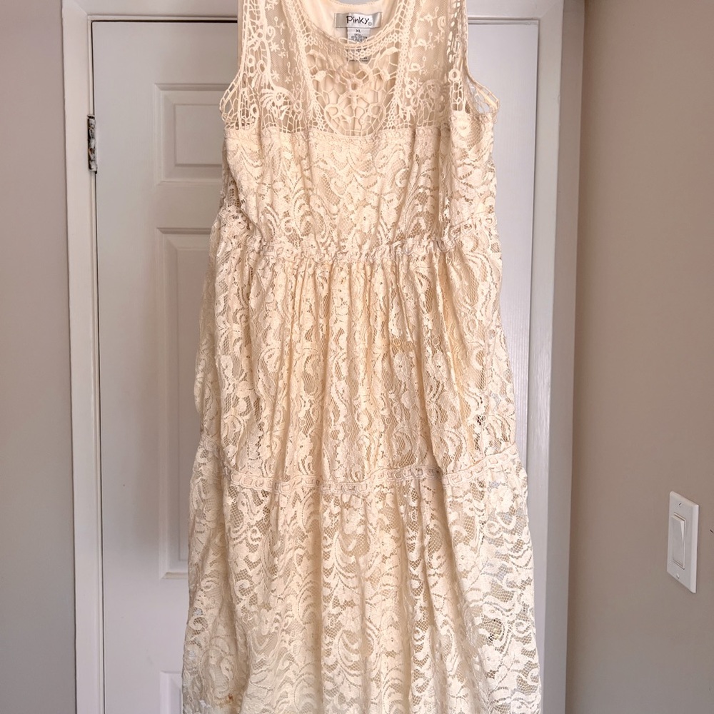 Cream lace tank dress! Super cute!